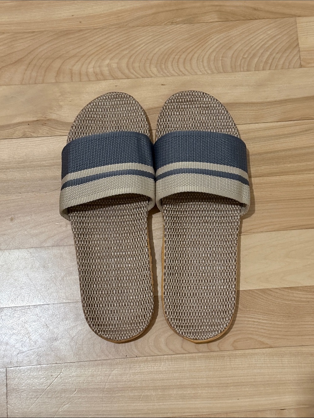 Women Flax Slide Sandals in Grey Blue and Tan